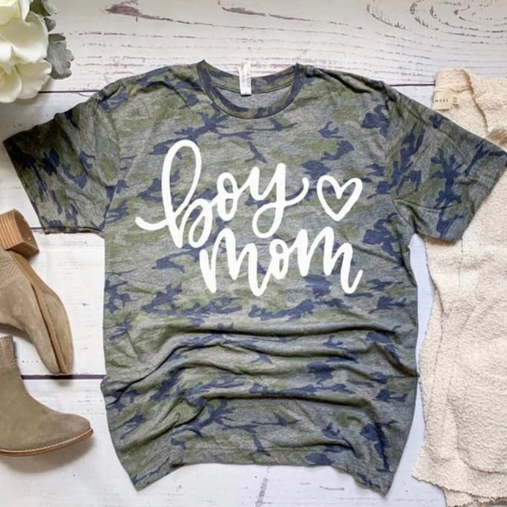Boy Mom Camo Graphic Tee